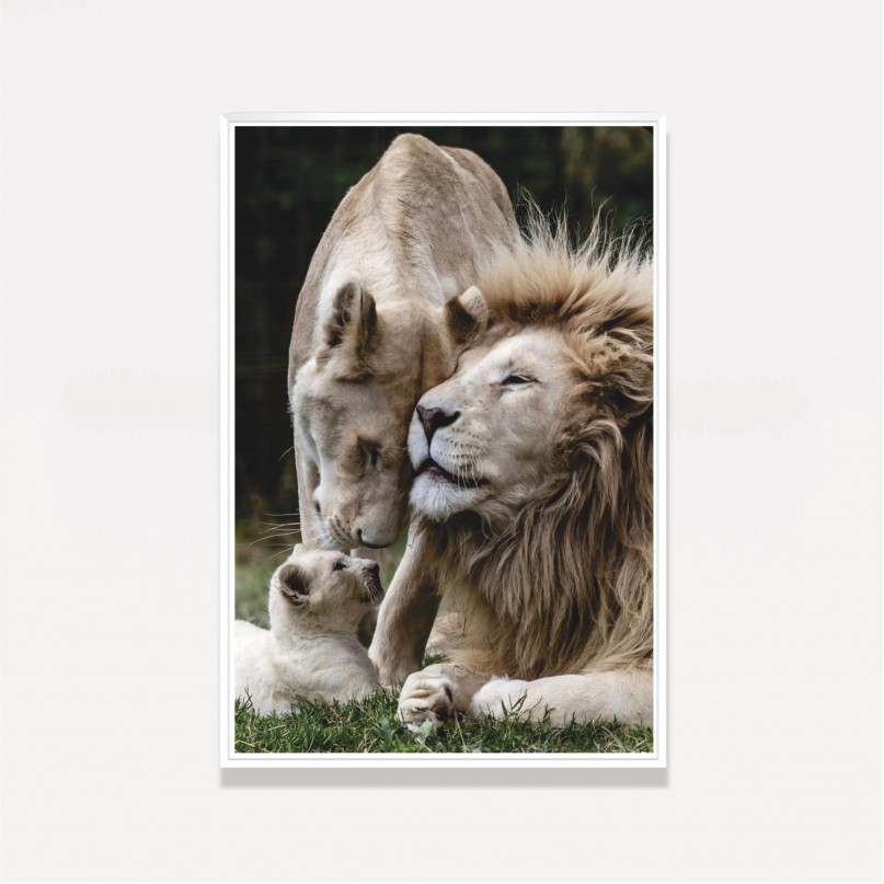 Quadro Leão Família Unida em Arte
