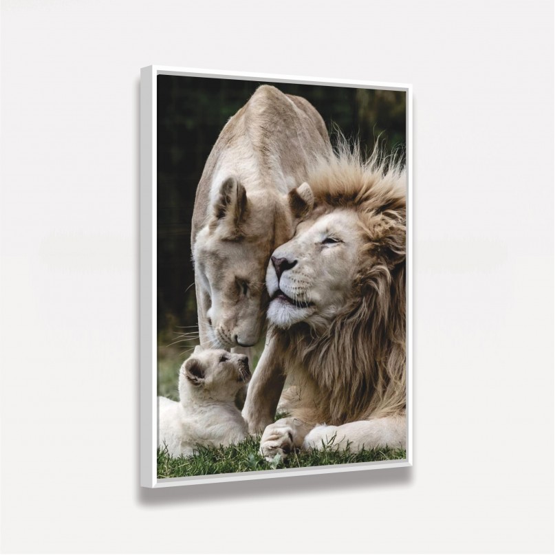 Quadro Leão Família Unida em Arte