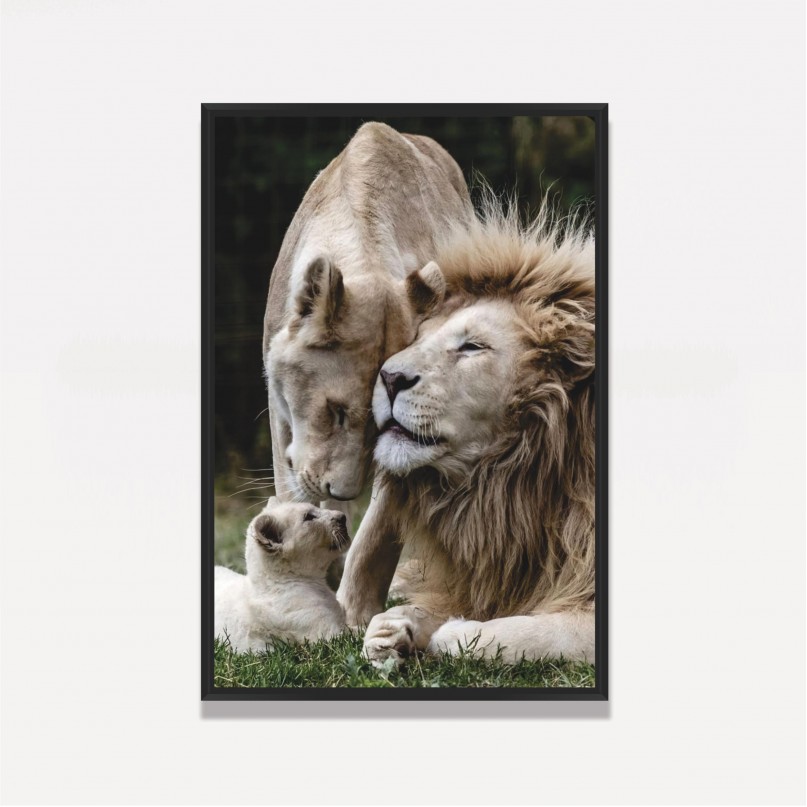 Quadro Leão Família Unida em Arte