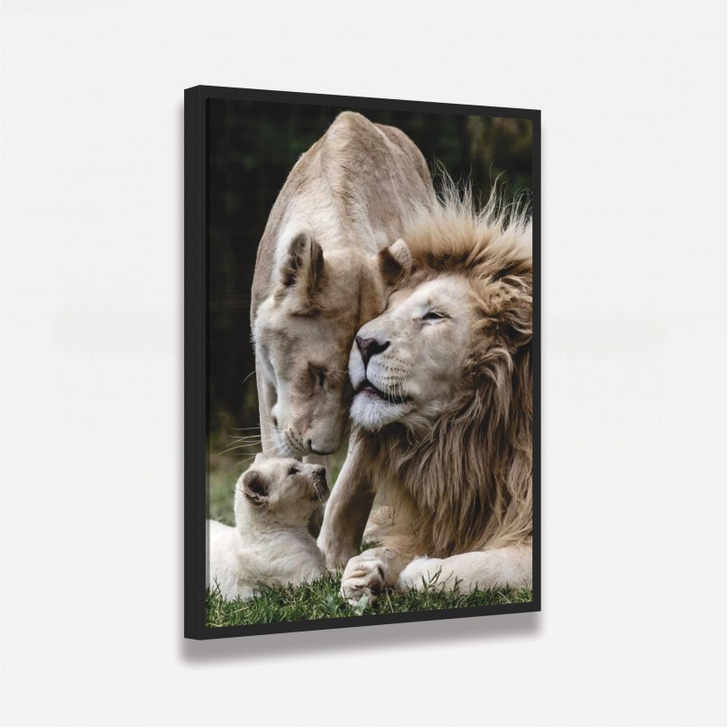 Quadro Leão Família Unida em Arte