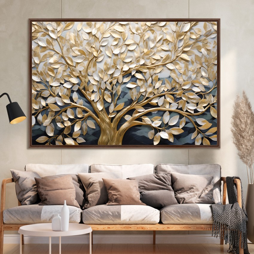 Quadro Árvore da Vida Abstrato Luxury Arte Dourada