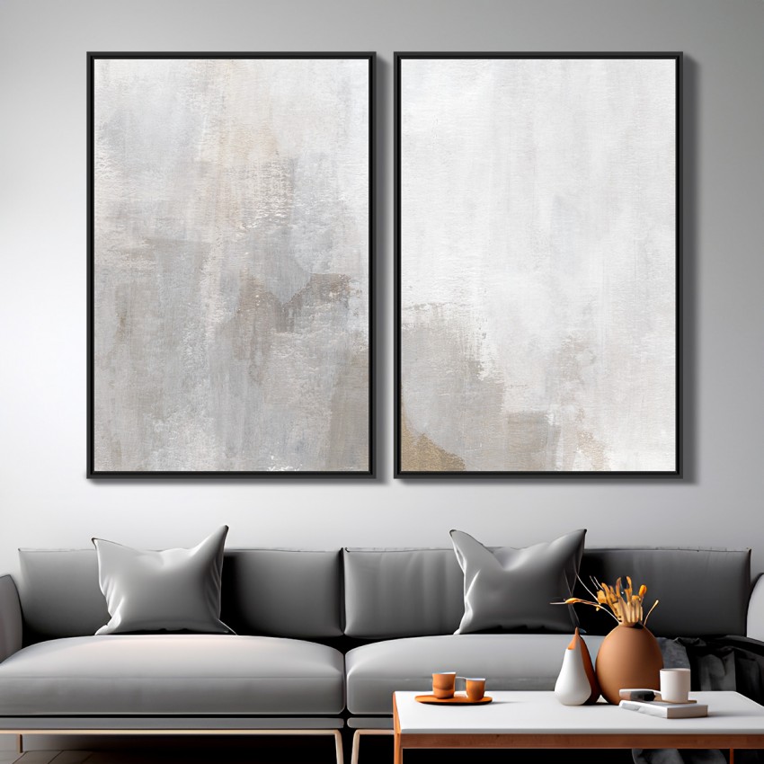 Quadro Abstrato Pintura Neutra Cores Suaves