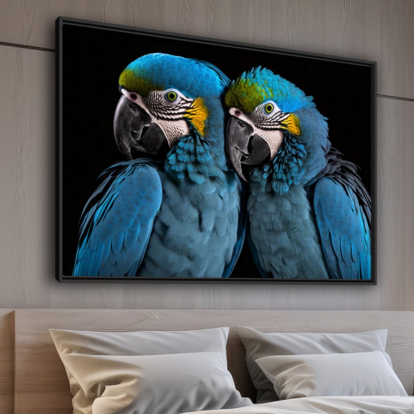 Quadro Casal de Araras em Harmonia