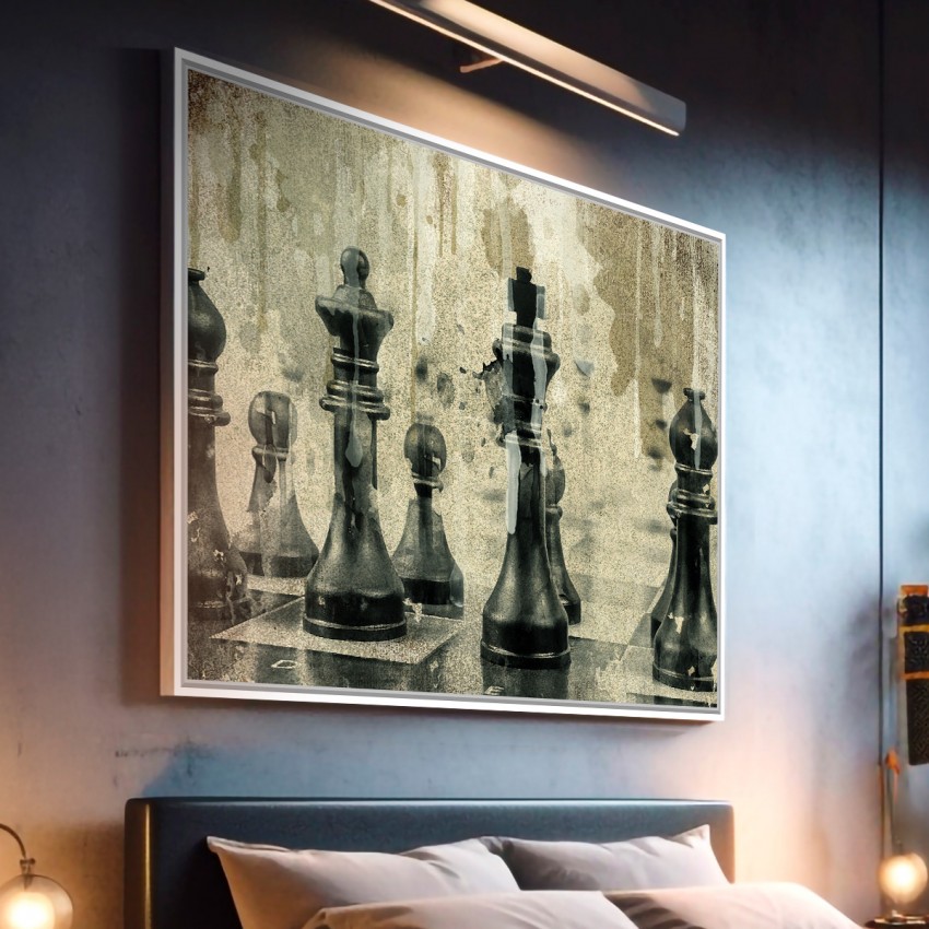 Quadro Xadrez Tabuleiro Vintage Estilo Pintura