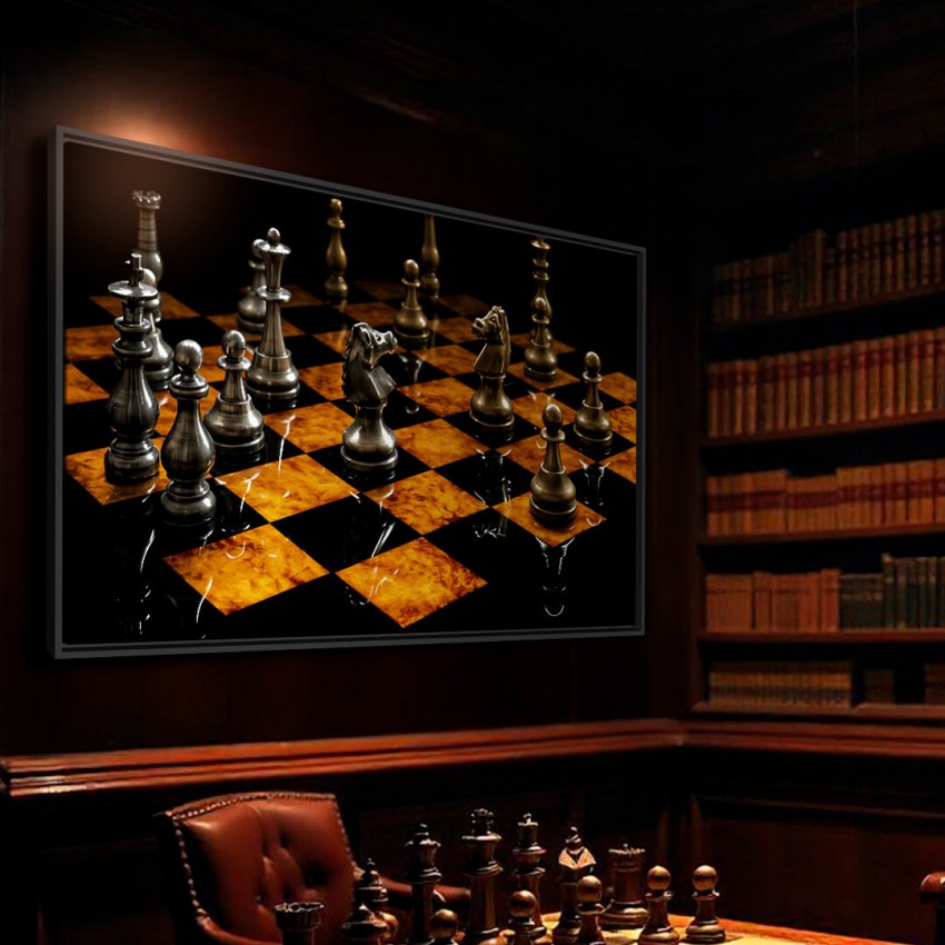 Quadro Xadrez Tabuleiro Mármore Luxo