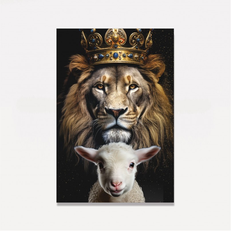 Quadro Leão de Judá Rei e Cordeiro