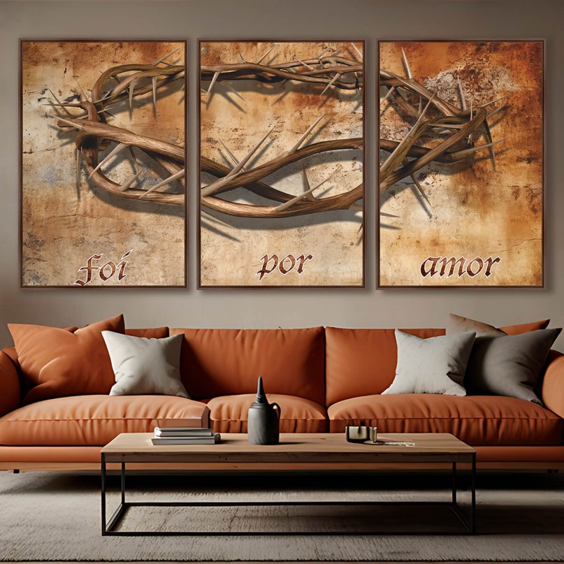 Quadro Trio Coroa de Espinhos Foi Por Amor