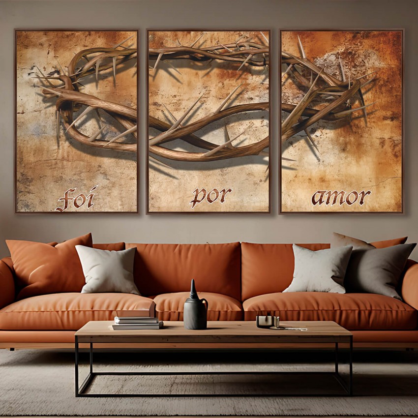 Quadro Trio Coroa de Espinhos Foi Por Amor