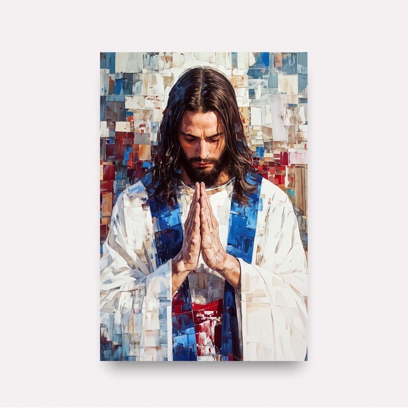 Quadro Jesus Oração do Redentor Abstrato Moderno