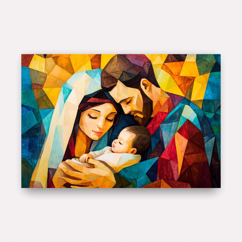 Quadro Sagrada Família Amor Divino Arte Moderna Mosaico