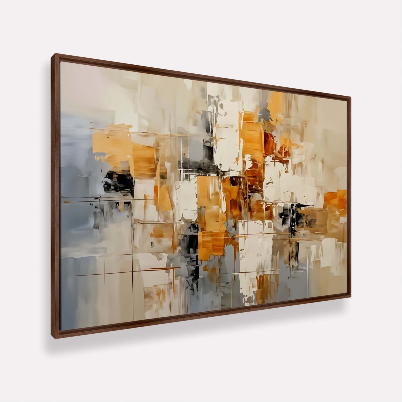 Quadro Equilíbrio Abstrato Arte Moderna Tons Neutros e Quentes