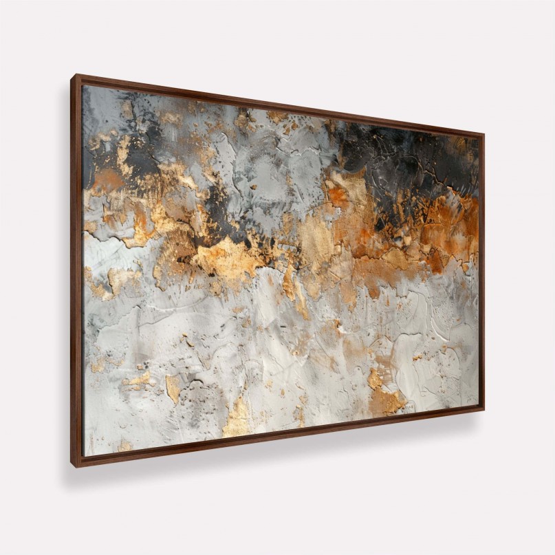 Quadro Abstrato Harmonia Metálica Cores Quentes