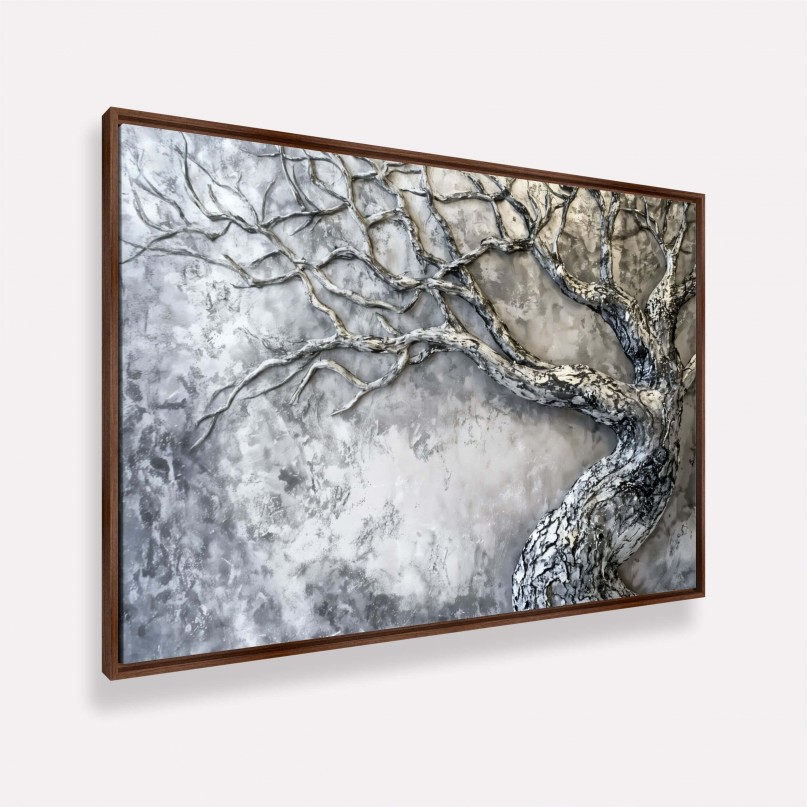 Quadro Árvore Abstrata Força e Elegância Relevo Metálico
