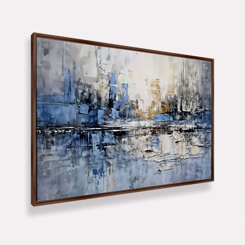 Quadro Composição Abstrata Moderno Detalhes Azul