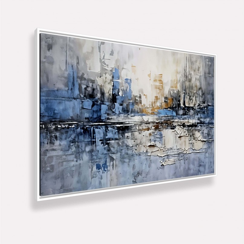 Quadro Composição Abstrata Moderno Detalhes Azul