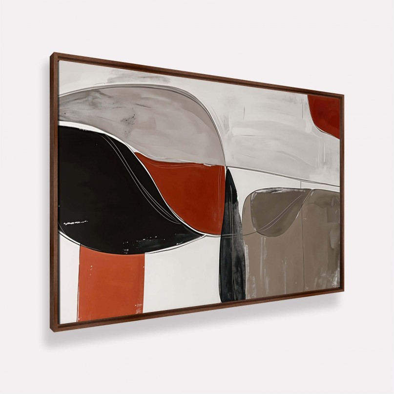 Quadro Formas Abstratas Harmonia de Cores Neutras e Terrosas