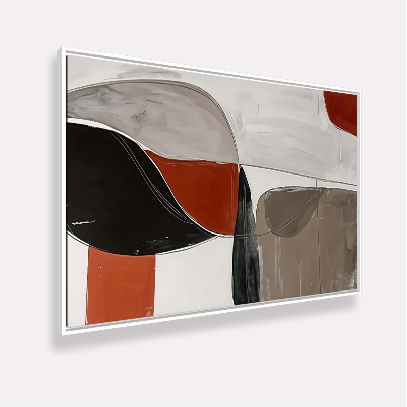 Quadro Formas Abstratas Harmonia de Cores Neutras e Terrosas