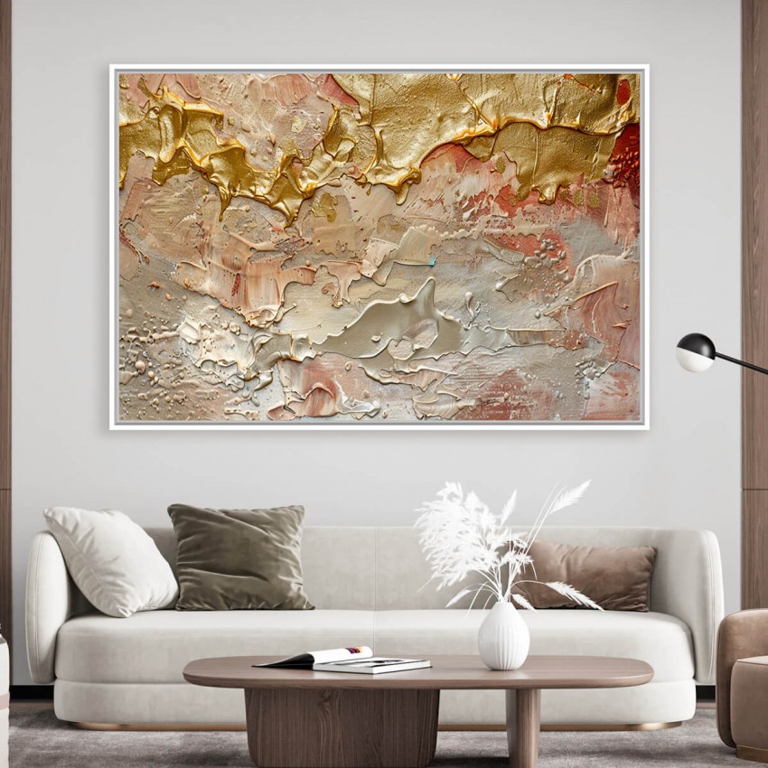 Quadro Texturas Abstratas Preciosas Cores Douradas e Cálidas