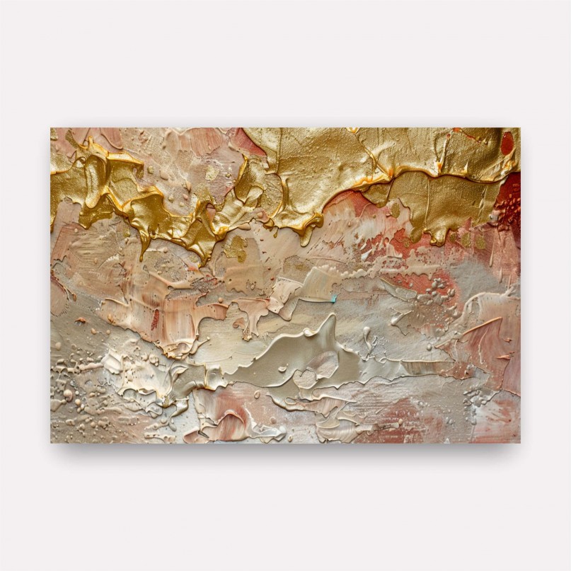 Quadro Texturas Abstratas Preciosas Cores Douradas e Cálidas