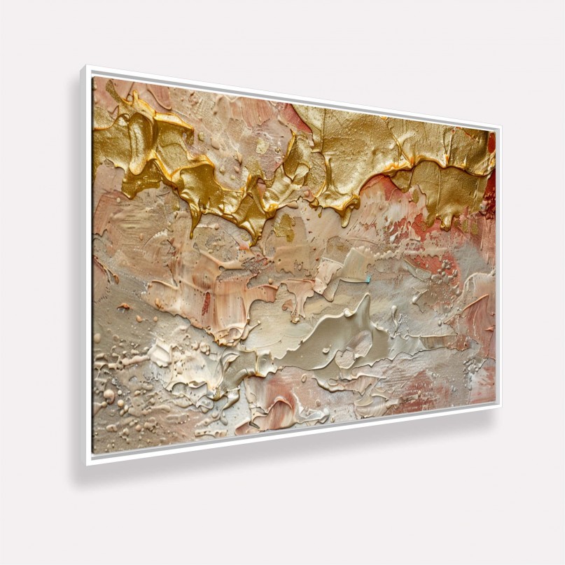 Quadro Texturas Abstratas Preciosas Cores Douradas e Cálidas