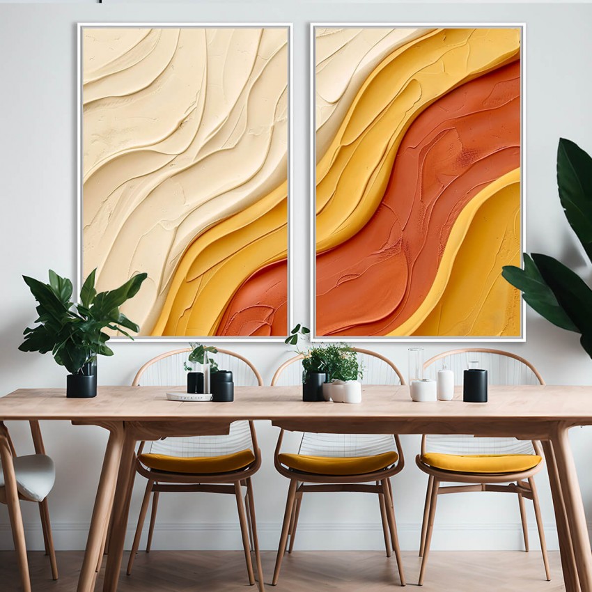 Quadro Abstrato Ondas de Terra Minimalismo Texturizado