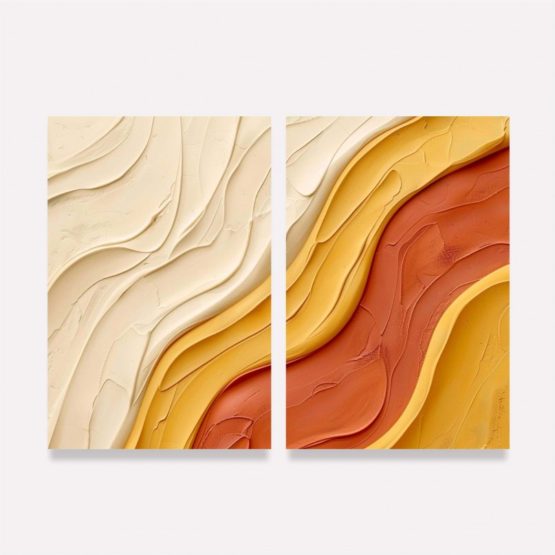 Quadro Abstrato Ondas de Terra Minimalismo Texturizado