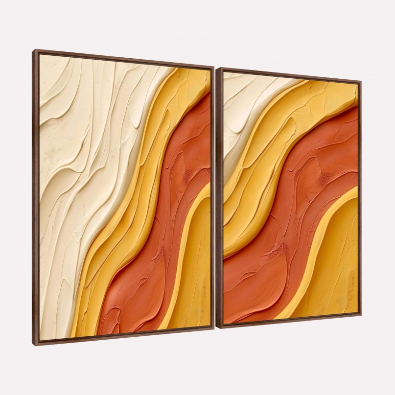 Quadro Abstrato Ondas de Terra Minimalismo Texturizado