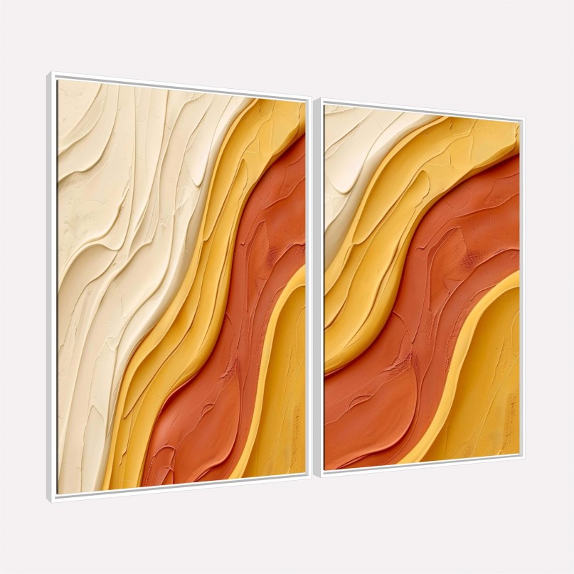 Quadro Abstrato Ondas de Terra Minimalismo Texturizado