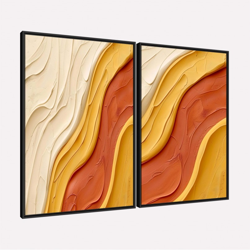 Quadro Abstrato Ondas de Terra Minimalismo Texturizado