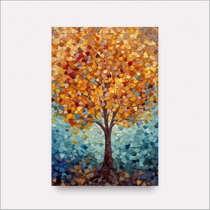 Quadro Árvore dos Sonhos Abstrato em Mosaico Colorido
