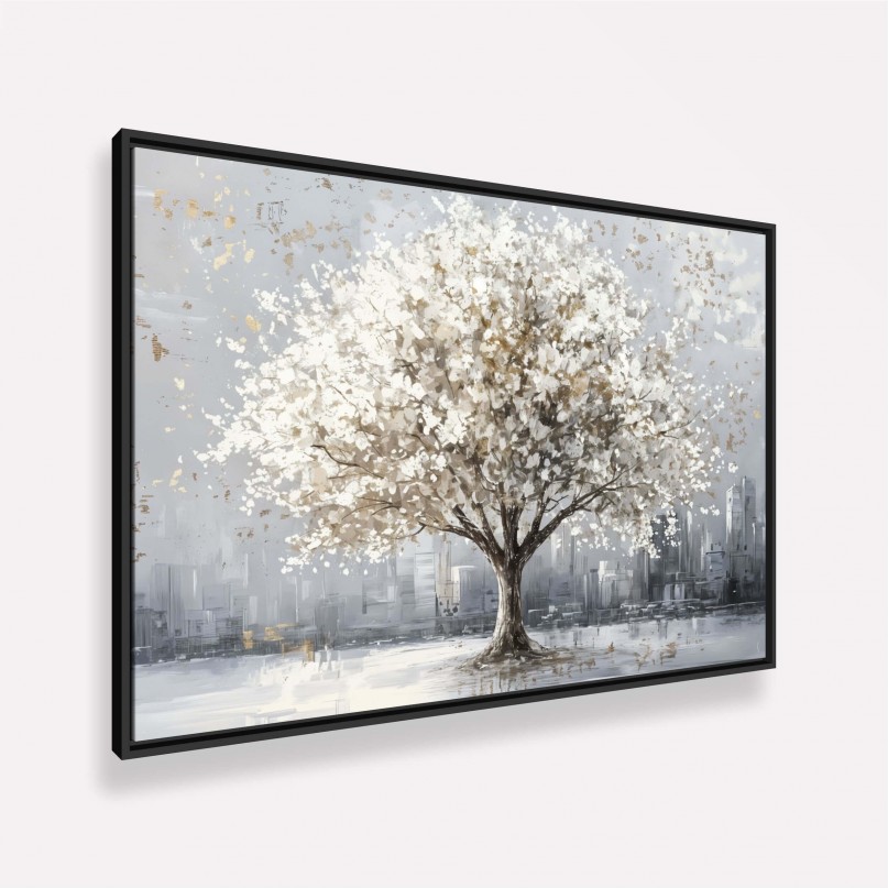 Quadro Árvore da Serenidade Abstrata Elegância em Tons Neutros