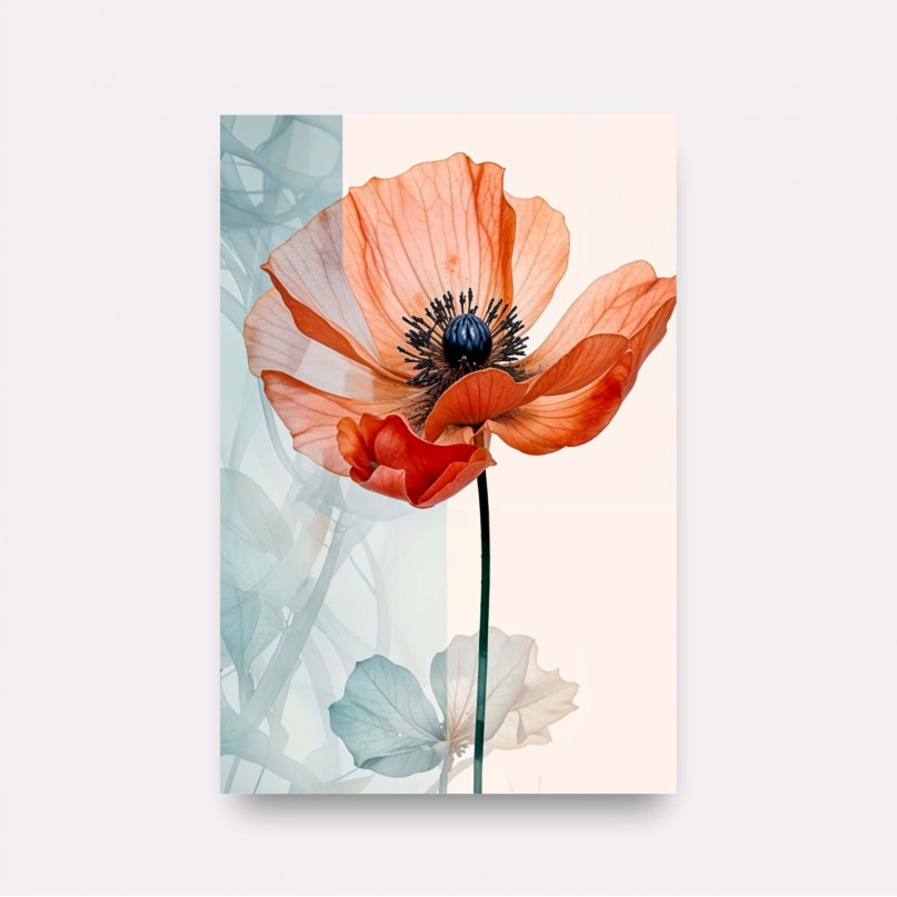 Quadro Abertura Flor Vermelha Artístico