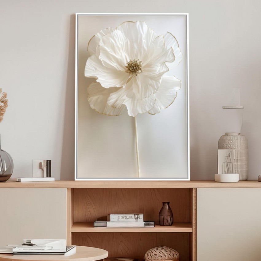 Quadro Flor Pureza Branca Elegância Minimalista