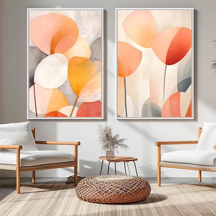 Quadro Formas Florais Tropicais Abstrato Artístico