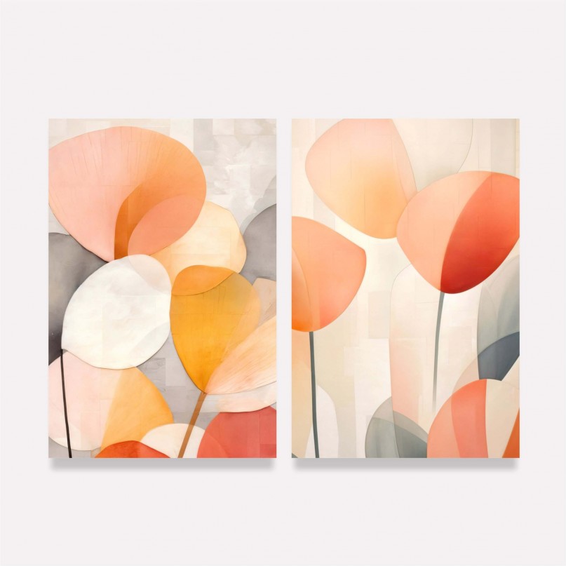 Quadro Formas Florais Tropicais Abstrato Artístico