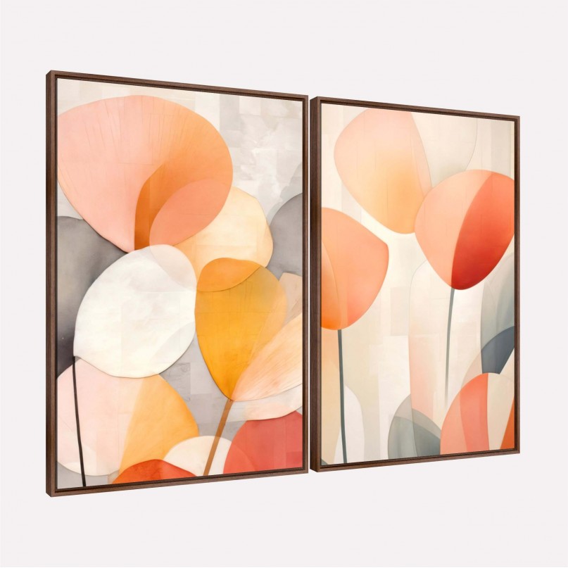 Quadro Formas Florais Tropicais Abstrato Artístico