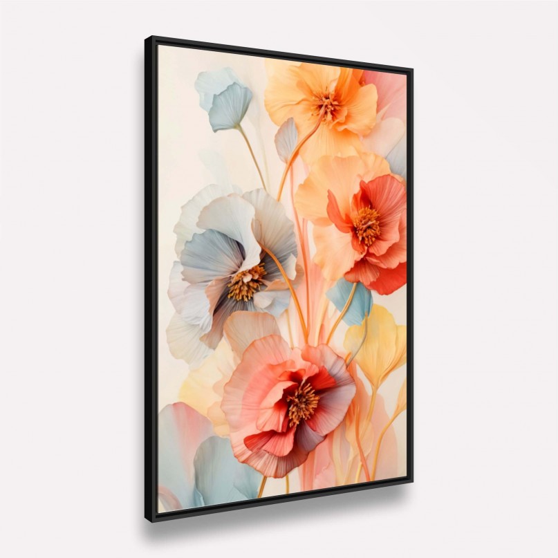 Quadro Ramo Floral Colorido Pintura Artístico