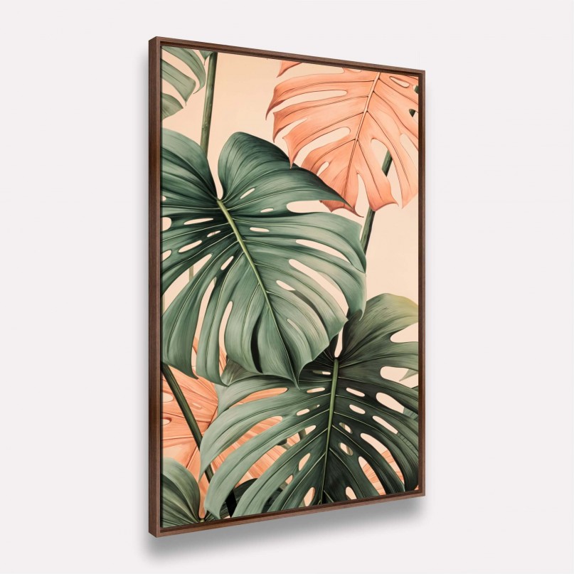 Quadro Monstera Folhas Cores Leves
