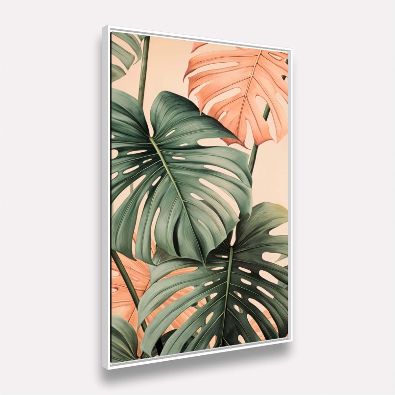 Quadro Monstera Folhas Cores Leves