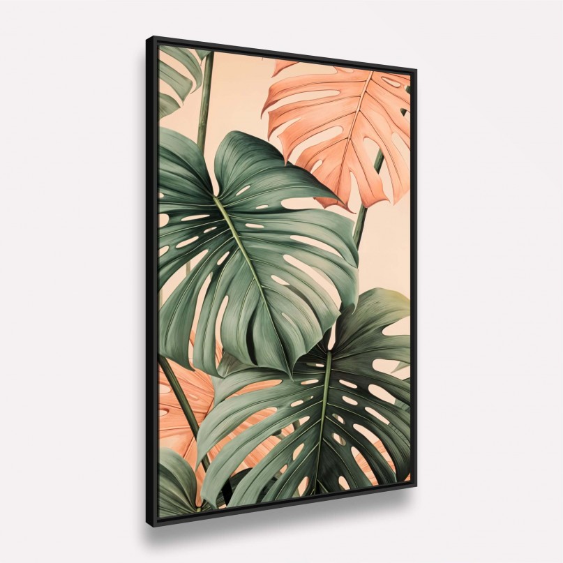 Quadro Monstera Folhas Cores Leves