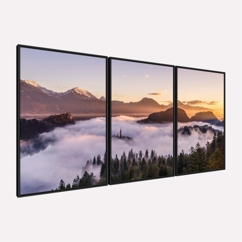 Quadro Paisagem a Magia da Manhã Sobre as Montanhas