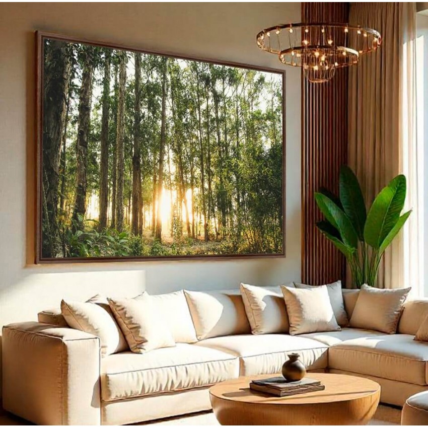Quadro Paisagem Brilho na Natureza O Sol entre as Árvores