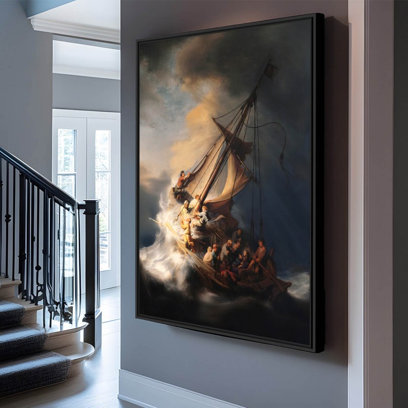 Quadro A Tempestade no Mar da Galileia de Rembrandt van Rijn Releitura