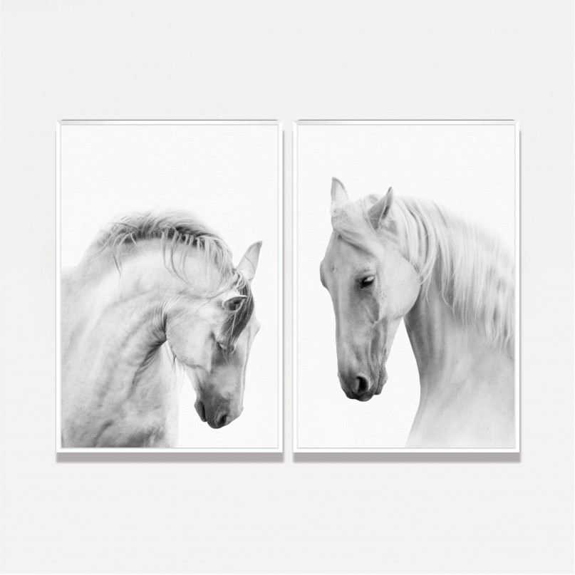 Quadro Cavalos Brancos Duo decorativo