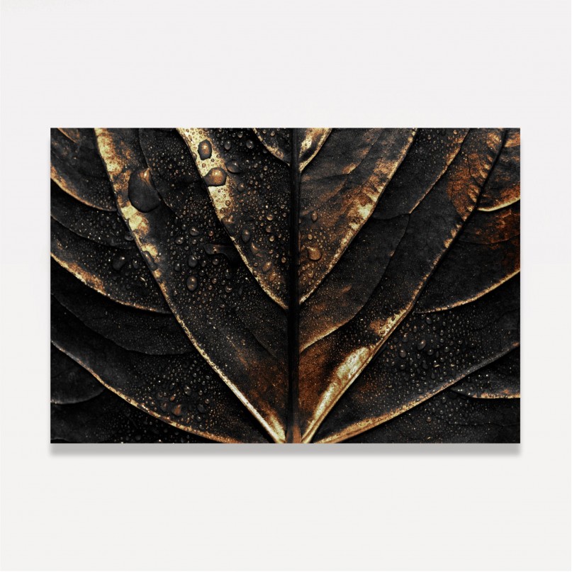 Quadro Folhagem Preta com Dourada Luxo