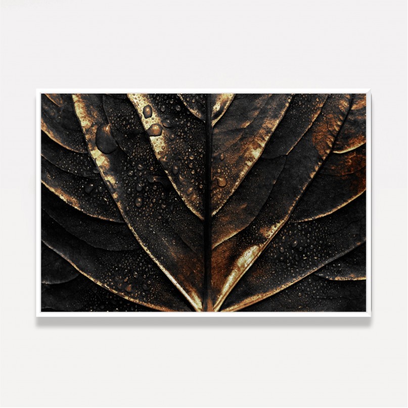 Quadro Folhagem Preta com Dourada Luxo