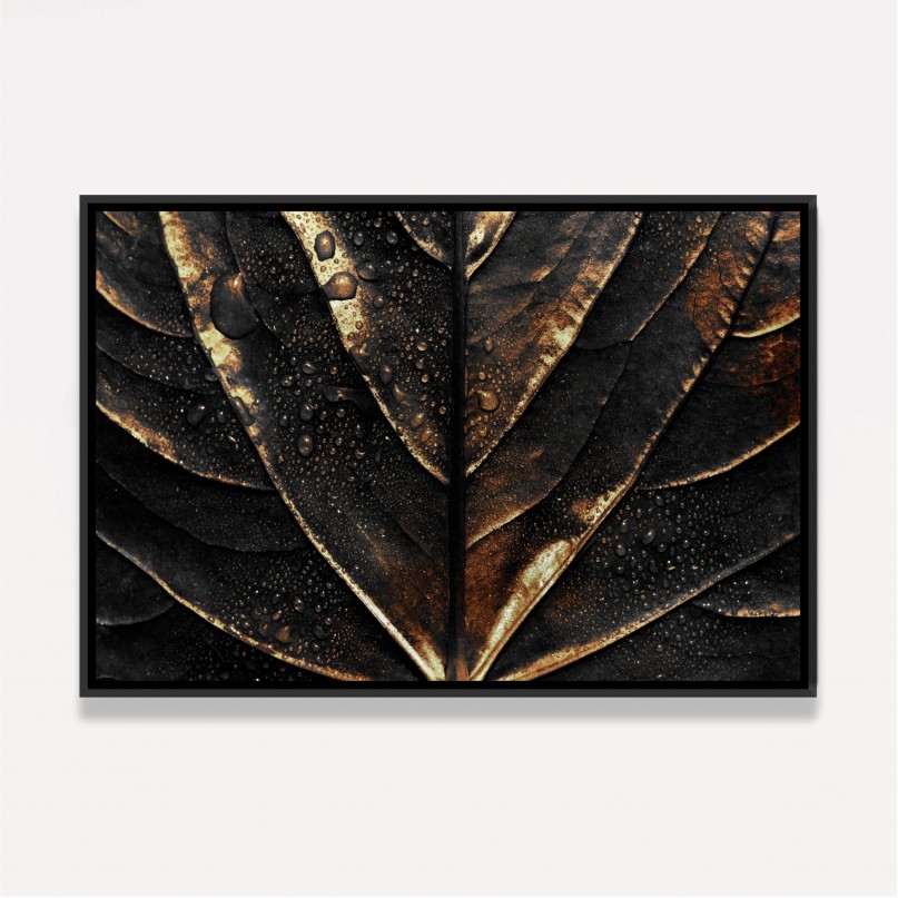 Quadro Folhagem Preta com Dourada Luxo