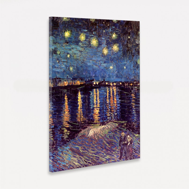 Quadro Noite Estrelada Sobre o Ródano - Van Gogh - Releitura