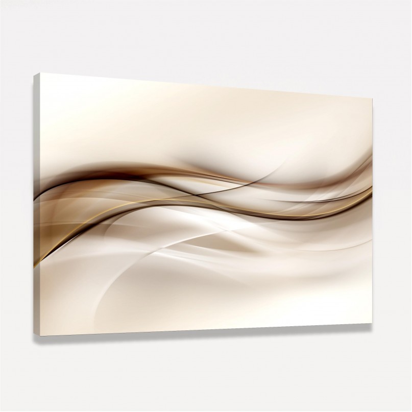 Quadro Abstrato Ondas em Tons Bege com Marrom