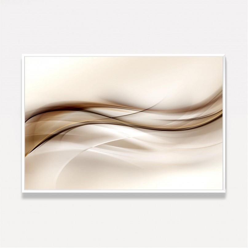 Quadro Abstrato Ondas em Tons Bege com Marrom